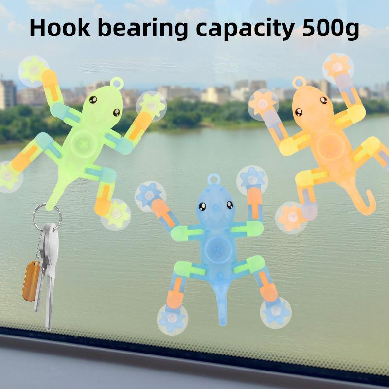 Creative Luminous Gecko Deformation Fingertip Gyro Bionic Sucker Hook Cartoon Gecko Children's Ornaments