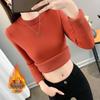 2025 Women's Plus Size Round Neck Velvet Thickened Knit Sweater - Warm Autumn/Winter Base Layer