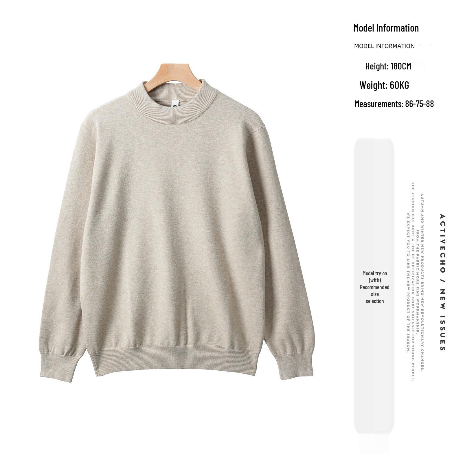

Men s Autumn/Winter 2025 Old Money Style Luxury Knit Half-Sweater Solid Color Base Layer Shirt Large