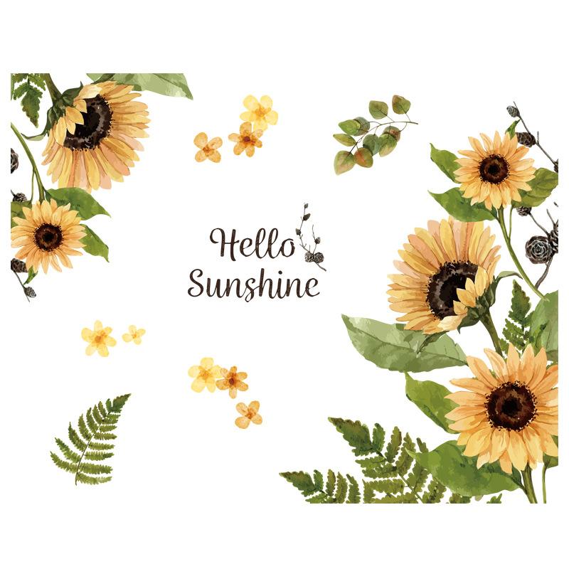 Glass Decorative Stickers Living Room Floral Background Wall Sunflower Wall Stickers Bedroom Room Accessories Tools