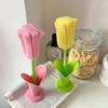 1pc Tulip Cup Brush with Detachable Sponge Head - Long Handle Bottle & Glass Cleaner, Durable Plastic, Ideal for Kitchen Use