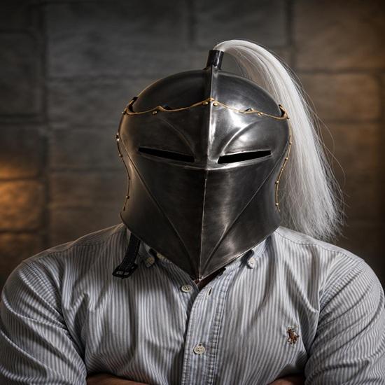 Handmade Medieval Knight Helmet Gothic Wearable Armor with White Plume Gift