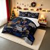 3 Piece Bedding Set with Duvet Cover and 2 Pillowcases - Kylian Mbappe France Scrapbook Collage Trophy Print - Soccer Decor