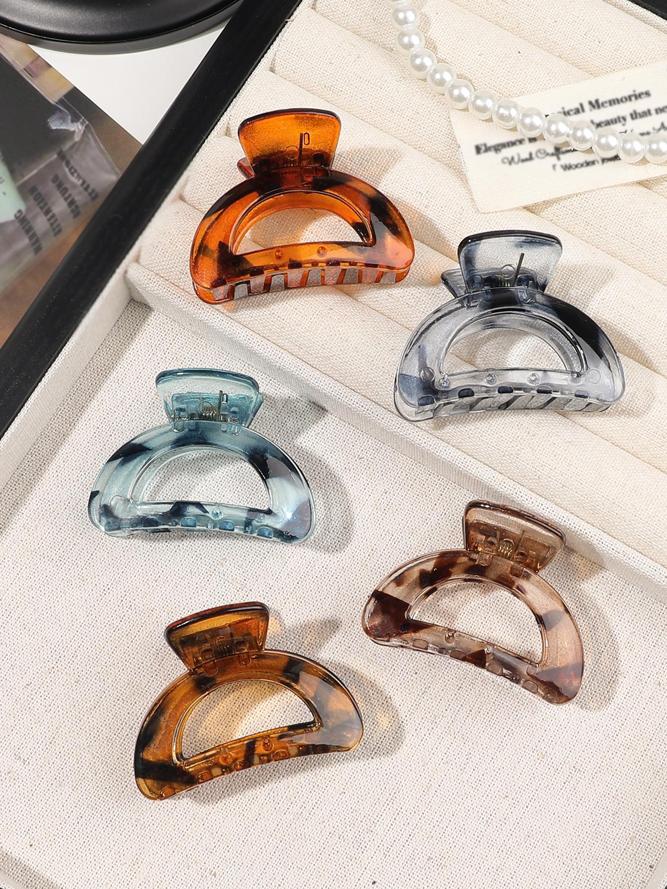 

5 Pcs Women Small Hair Claw Clips Tortoise Celluloid Jaw Clips Leopard Print Hair Clamps Fashion Hair Accessories for Women Girl
