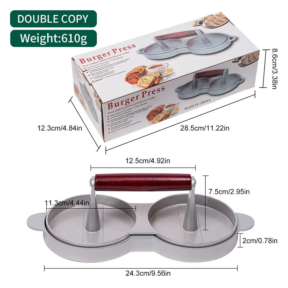2/3 Cavity Burger Press Square Round Shape Non-Stick Stuffed Hamburger Mold Aluminum Alloy Beef BBQ Meat Press Kitchen Food Mold