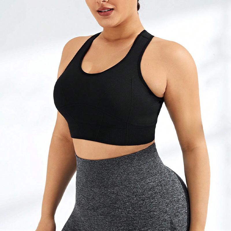 

Women S Beautiful Back Yoga Seamless Vest, Shockproof Tight Bra, Gathering Fitness Training Running Bra XXXL чорний