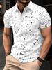Printed Design – Not Textured Men's Short-Sleeve Polo Fashion Golf Tee with Black and White Question Mark Pattern, Stylish Casual Men's T-Shirt Top,