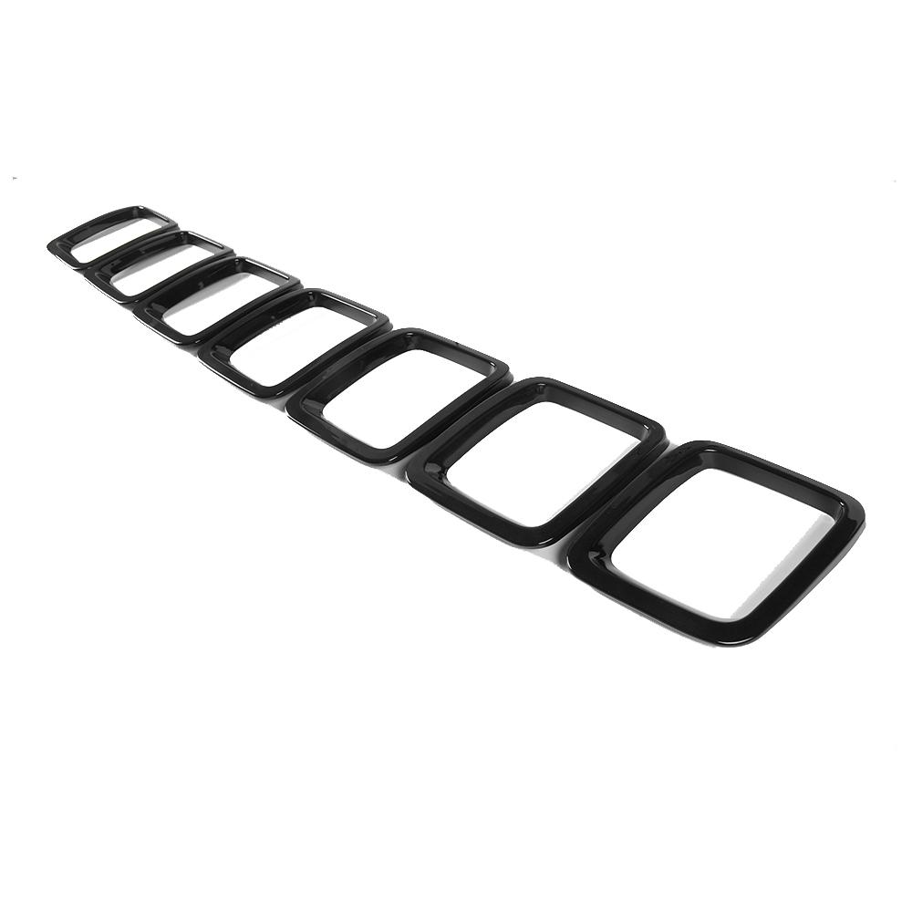 Anello Decorativo Griglia Anteriore Per Jeep Compass 2021-2025 - Set 7 Pezzi In ABS Nero