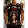 Summer Fashion Comfortable Loose Large T-shirt Portrait 3D Printed Casual Breathable Versatile Round Neck Short Sleeved Men's T-shirt