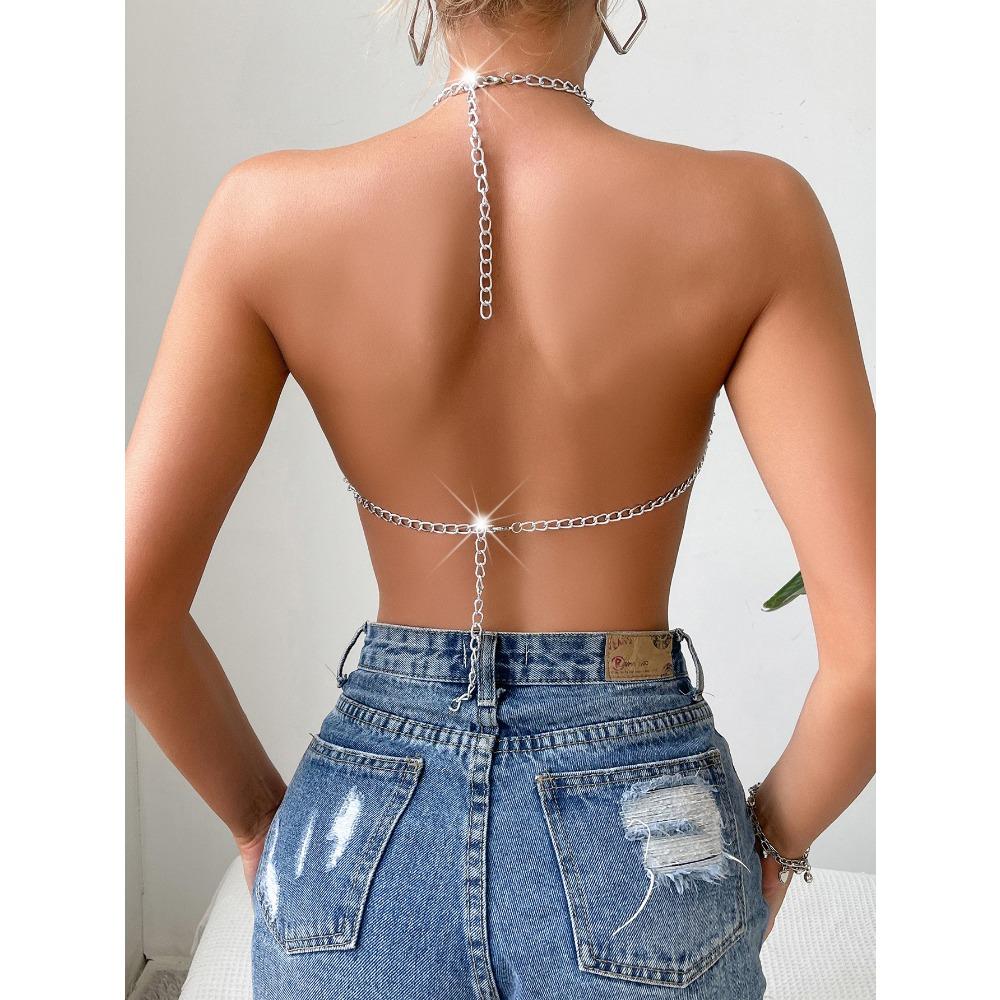 Summer Hot Selling Women's New Style Chain Hanging Neck Strap Sexy Splicing Strapless