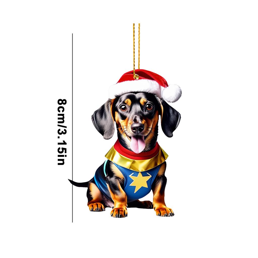 Christmas Acrylic Dog Pendant 2D Acrylic Christmas Dog Ornaments Festival Dachshund Set For Car Backpacks Doors