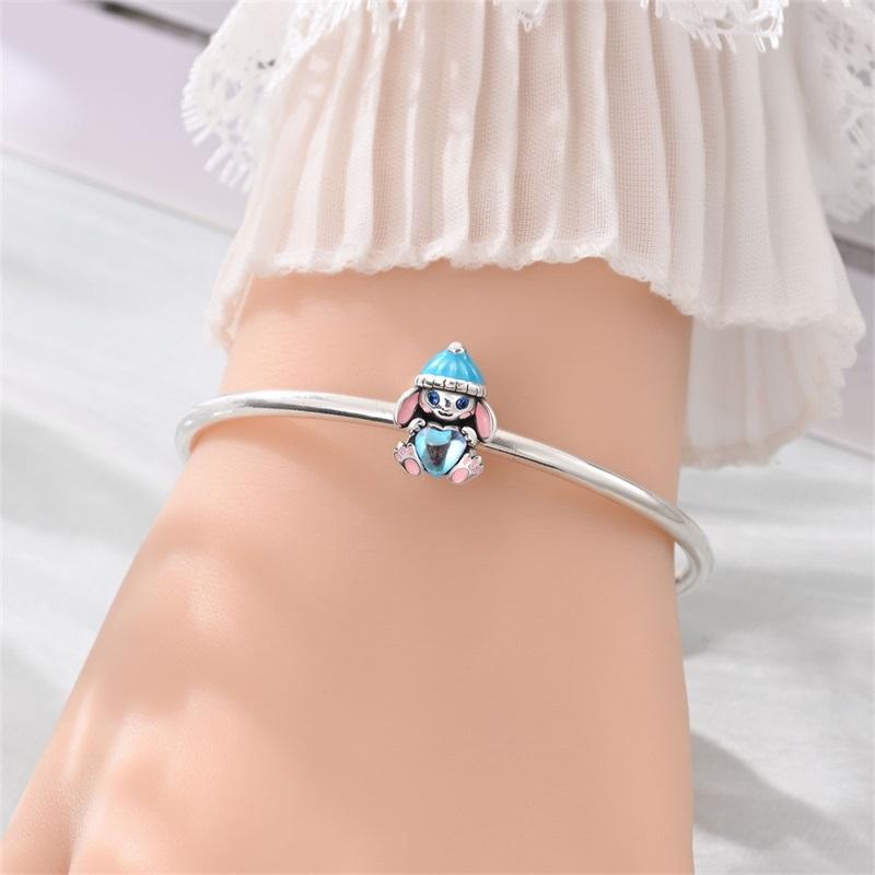 Copper Charms Hat Bear And Rabbit Hug Blue Star Heart Beads Pendant Fit Original Bracelet Diy Jewelry For Women
