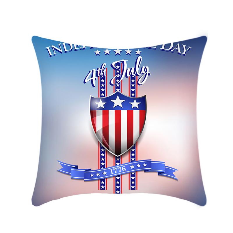 Independence Day Throw Pillow Cover Blue Theme Plush Print Sofa Bed Car Cushion Cover Without Core