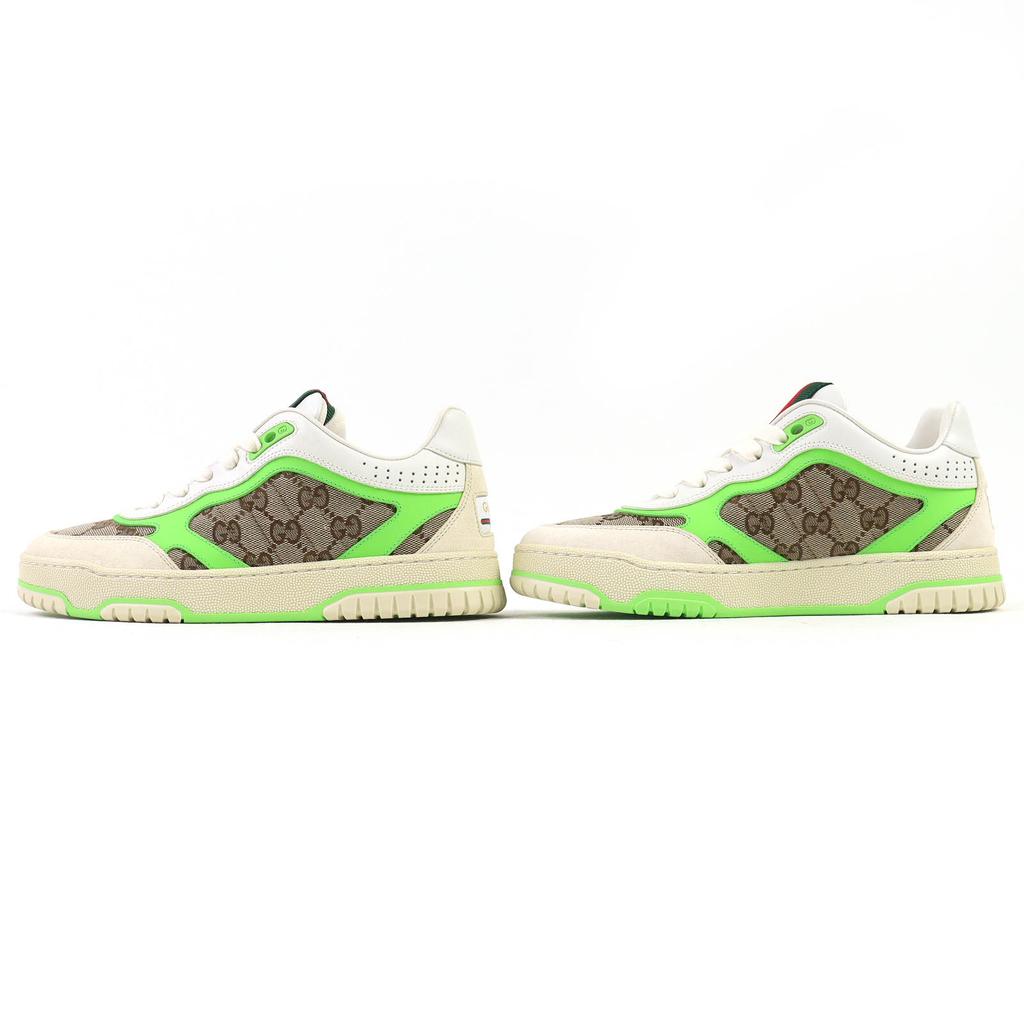 Pristine GUCCI Sneakers Reweb White Beige Green GG Canvas Women 36.5 785452 Used