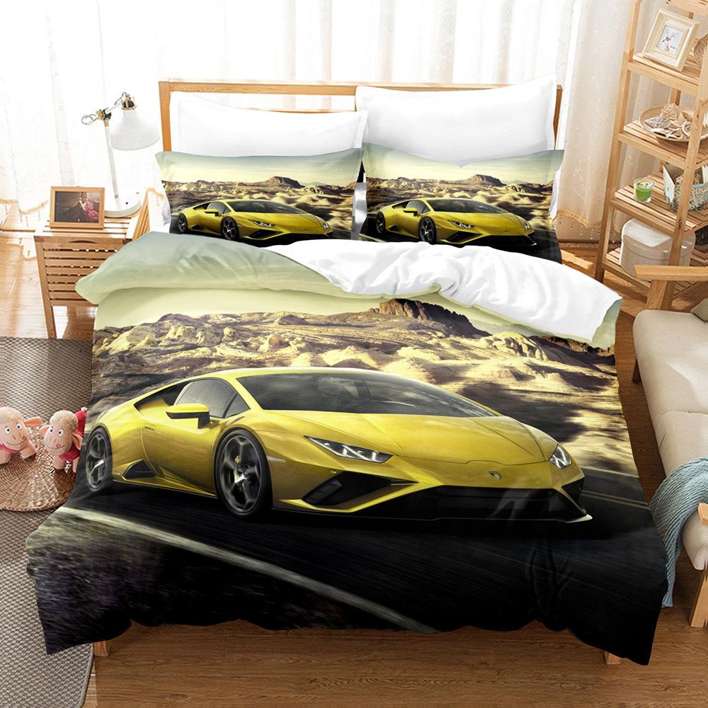 

Bed Three-Piece Set Cool Sports Car Racing Series Polished Cloth Home Textile Quilt Cover Pillowcase Bed Sheet Bedding 90 * 200 two-piece set