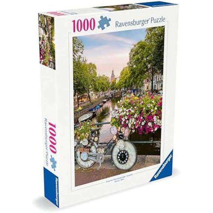 Puzzle - RAVENSBURGER - 1000 pièces - Vélo et fleurs à Amsterdam - 14 ans et plus - Relaxation et détente