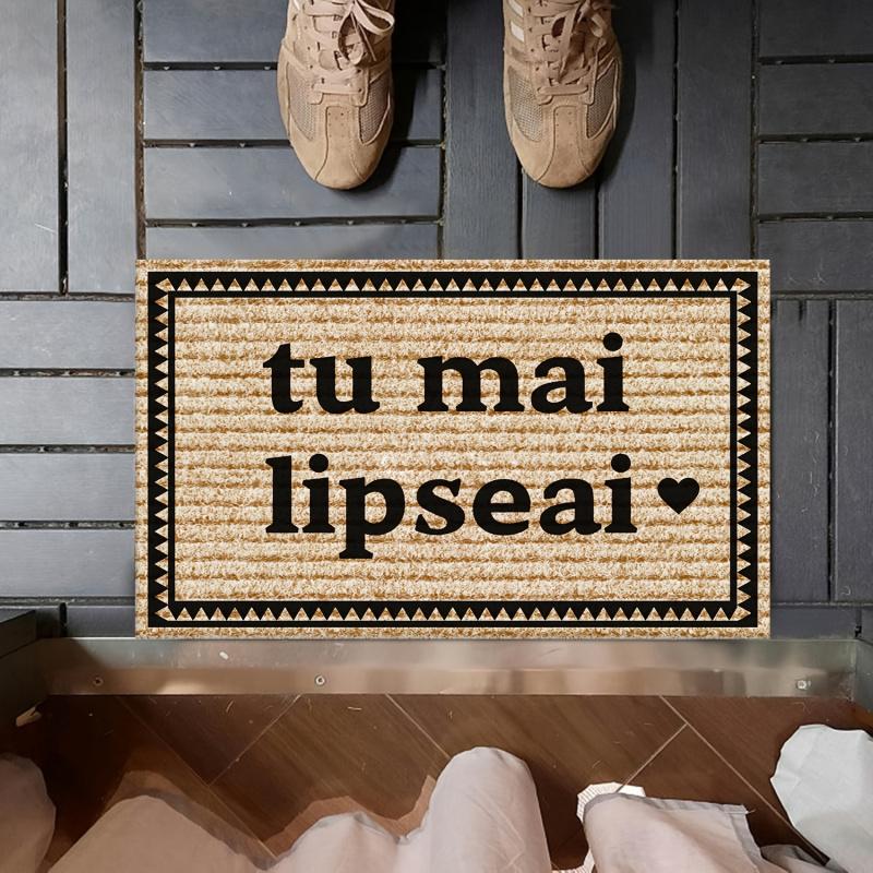 VIKAMA Romanian Phrase Welcome Rug, Durable Anti-Slip Floor Mat For Indoor And Outdoor Entry Areas, Home Decoration