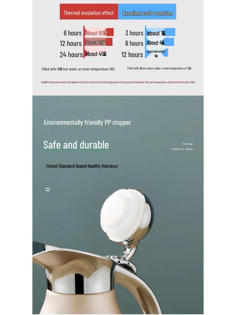 304 Stainless Steel Insulated Kettle, Large Capacity, European Style Hot Water Kettle