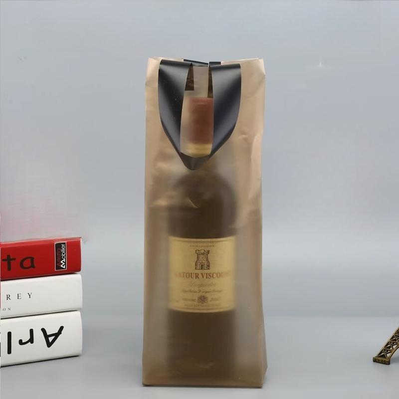Reusable Red Wine Tote Bag Single Wine Packaging Tote Thickened PE Hotel Universal Pouch Load Bearing and Durable Plastic Bag Black packaging pouch