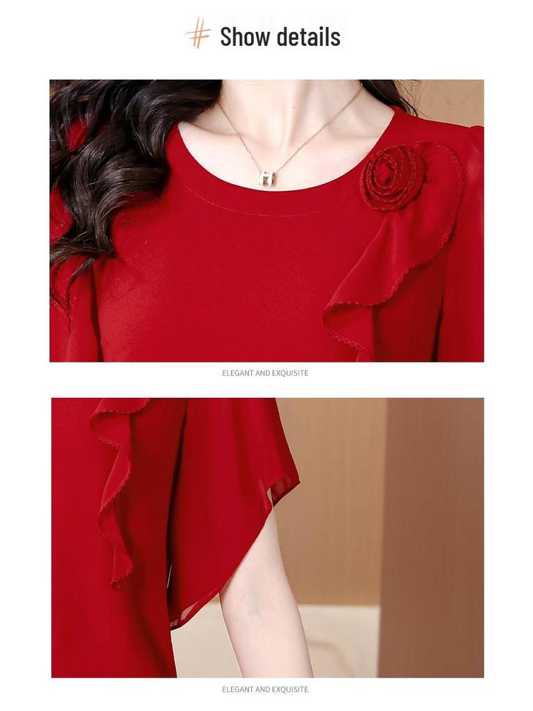 2025 Summer Chic Chiffon Blouse: Women's Floral Short-Sleeve Top