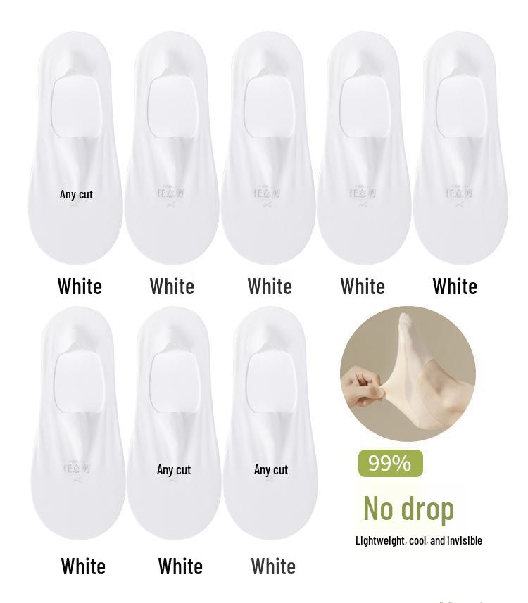 Women's Ultra-Thin Low-Cut No-Show Boat Socks - Pure Cotton Bottom, Silicone Non-Slip, Breathable Mesh, Invisible Ice Silk.