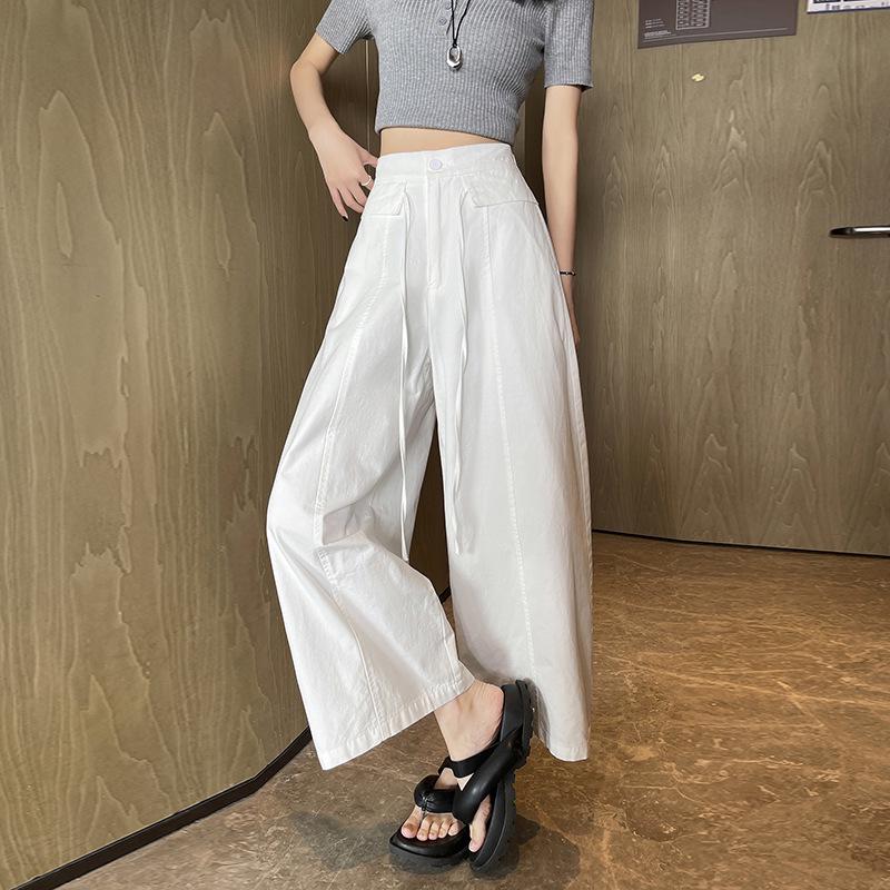 

Water-Washed Cotton Wide-Leg Balloon Pants - Casual Summer Slimming Harem Style for Women Large