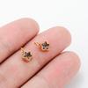 6pcs/Lot Mini Stainless Steel Zircon Crystal Charms Oval Star Round Shape DIY Jewelry Making