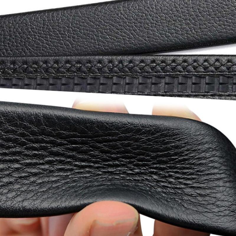 Męski pasek z automatyczną klamrą, pasek skórzany business casual z klamrą suwakową, kreatywny design, modny pasek