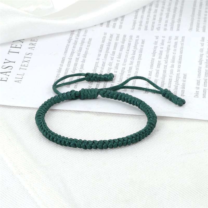 Green Thread Braided Bracelet for Men Women Handwoven Lucky Rope Layers Wrap Bracelets Bangles Prayer Wristband Unisex Jewelry