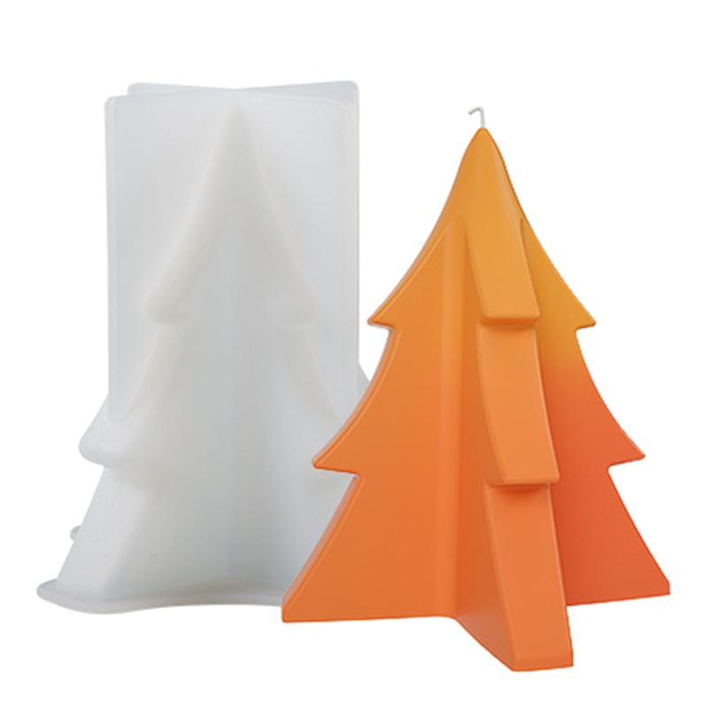 3D Christmas Tree Silicone Mold Flexible Candle Mould Xmas Pine Tree Molds DIY Cake Decor Home Party Holiday Cake Decor
