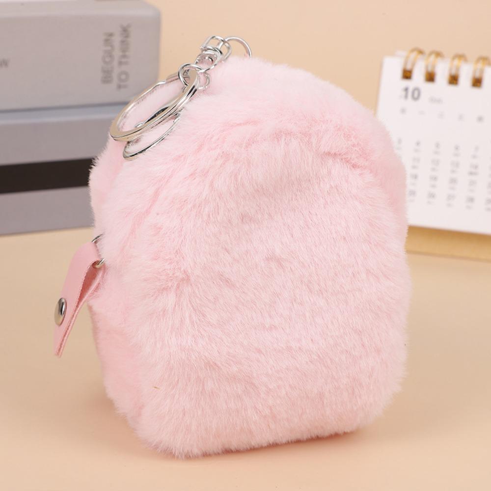 Plush Cute Zipper Wallet Keyring Zipper Mini Plush Coin Bag Mini Plush Schoolbag Coin Purse  Girls