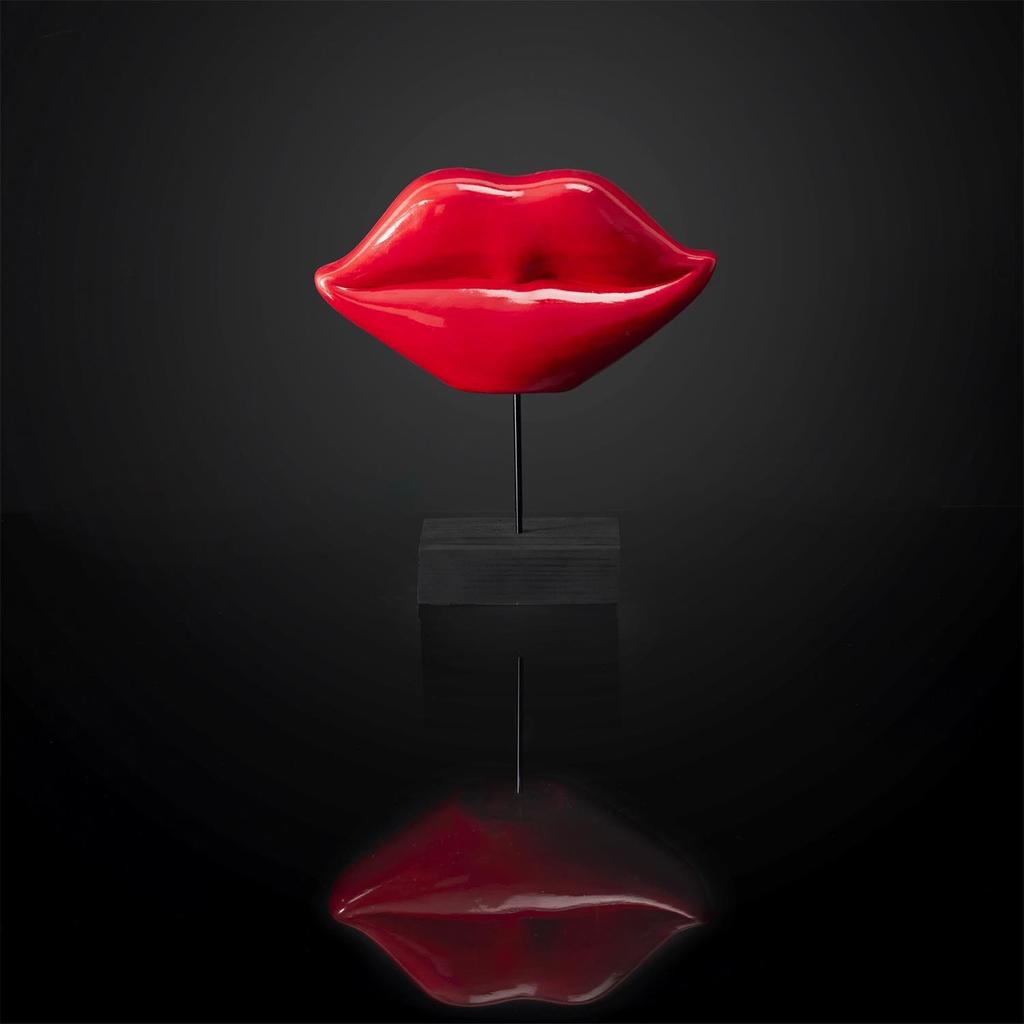 ROTE LIPPEN POP-ART Keramikdekoration 10,5 cm