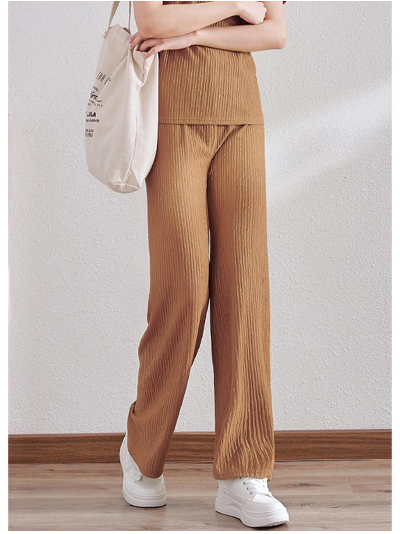 

Женские летние брюки Qianqian из ледяного шелка с высокой талией, плиссированные, широкие, с завязками на шнурке One Size (Fits 45-70 kg)