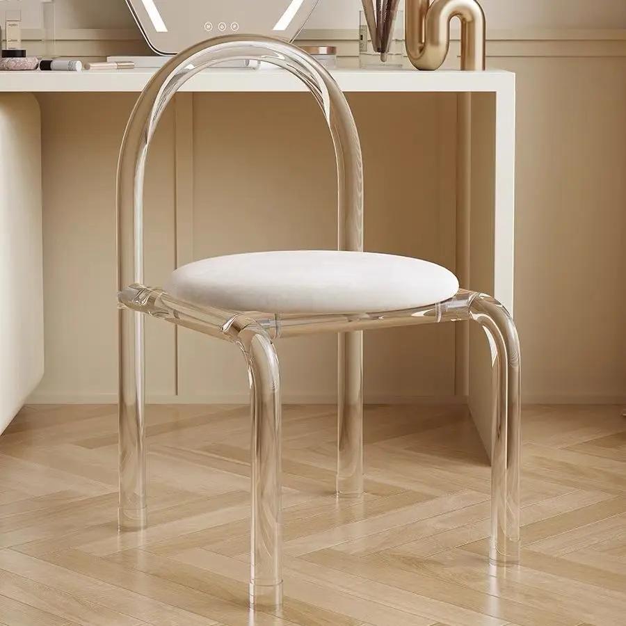 Transparent chair, crystal acrylic, modern light luxury backrest, internet famous makeup, simple Nordic white home dining chair