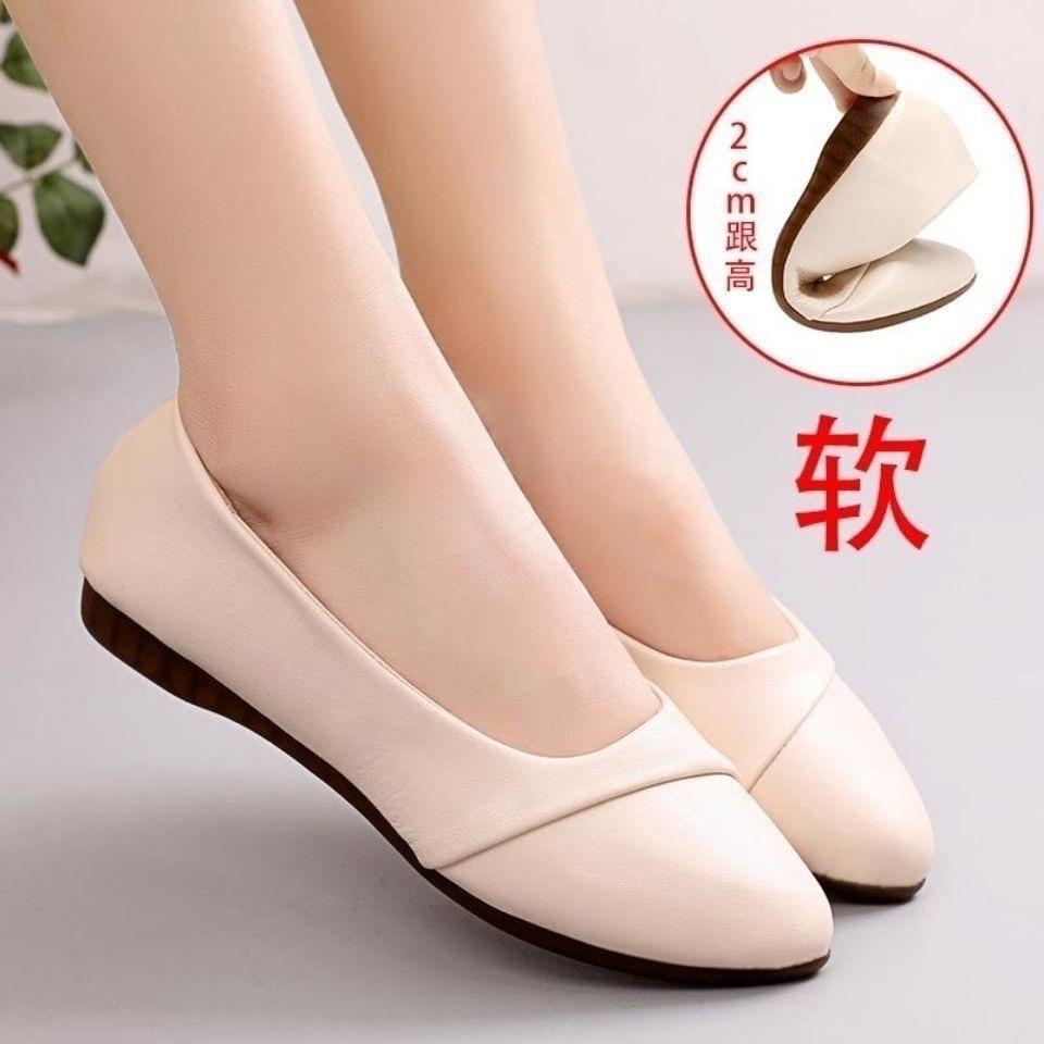 Pantofi simpli din piele versatili noi, cu vârf rotund, talpă din tendon de vită, antiderapanți și confortabili, cu talpă plată, pentru vârsta mijlocie și vârstnici, pantofi din piele cu talpă moale