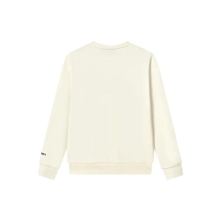 FILA Fleece Lined Logo Casual Loose Fit Pullover Long Sleeved Sweatshirt Unisex Latex White (Unisex) Sweatshirts F51U249299FIV