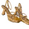 Summer New Sandals Women's Open-toe Gold One-word Buckle Silver Sexy Thick Heel High Heel
