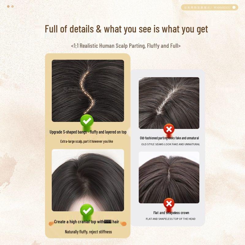 Women's Full-Cover Long Curly Wig - Soft Big Waves, Tieable and Loose, Natural Fluff To Increase Volume