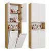 Mobile da Bagno NEL 2K DK, Colonna con Mensole, 2 Cesti Biancheria, BIANCO, ROVERE ARTIGIANALE