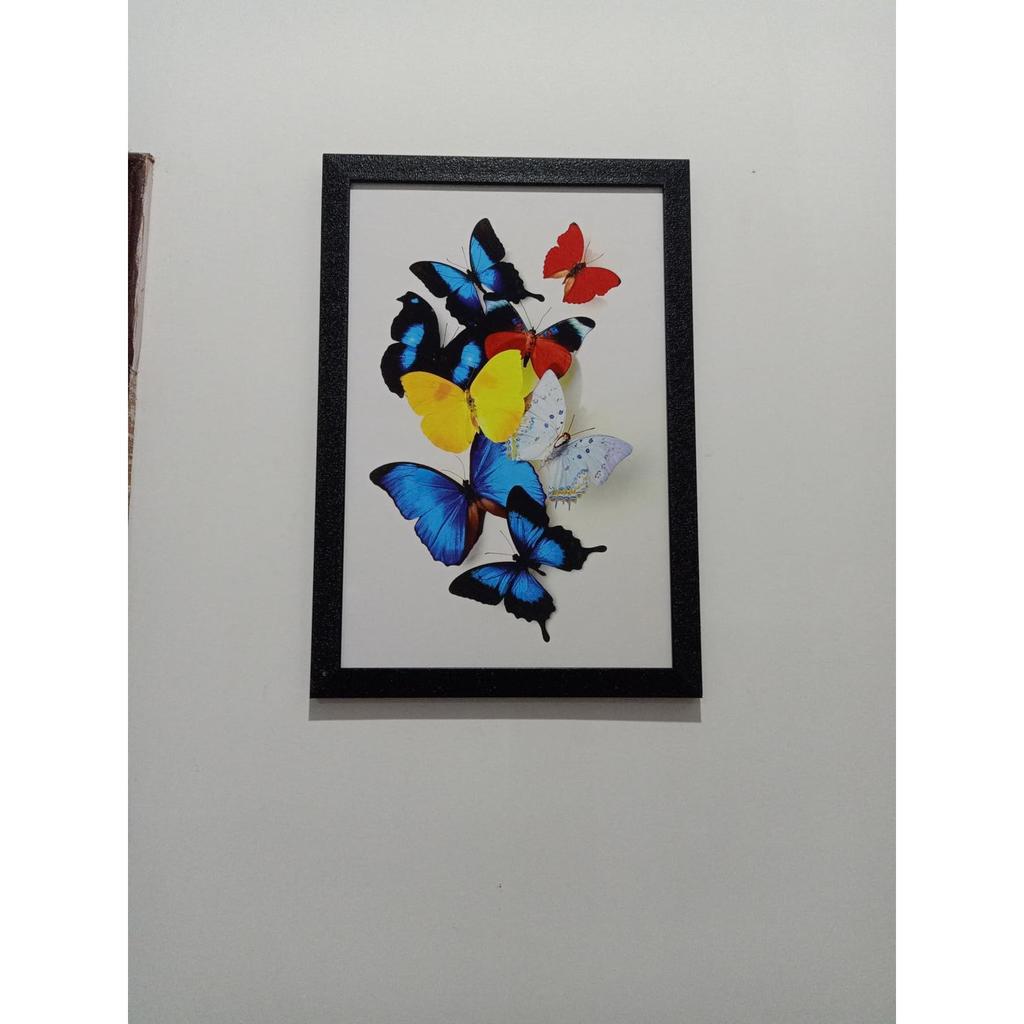 Målningar Fjäril Modern Konst UV-lackerad Målning med Ram för Heminredning (Flerfärgad, 14" x 20")