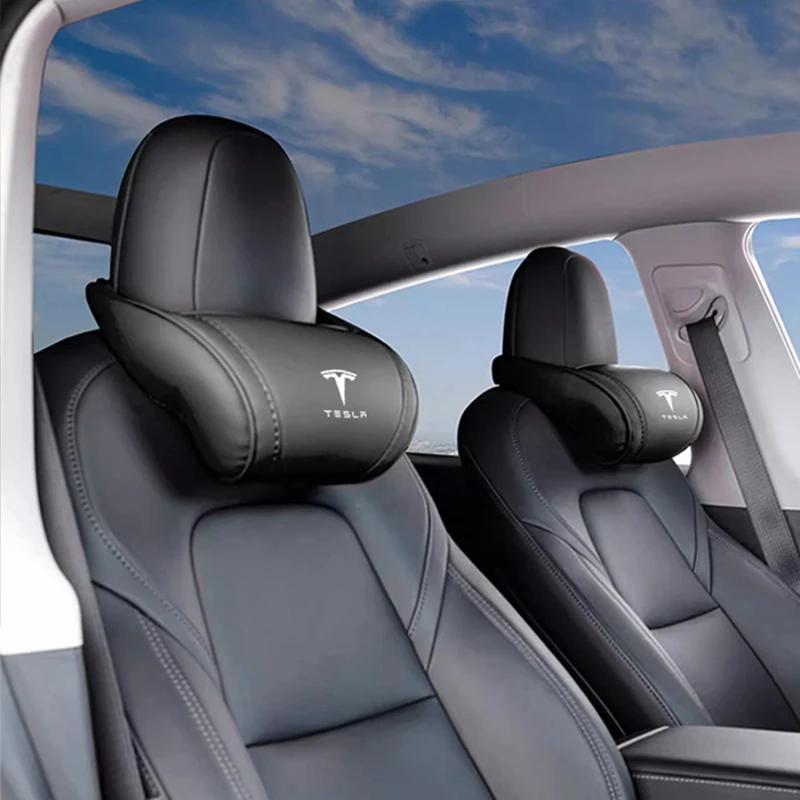 AAAIW1 Tesla exclusive S-level Leather Headrest Seat Neck Protection Pillow For Tesla Model 3 S X Model Y Cybertruck Roadster SpaceX