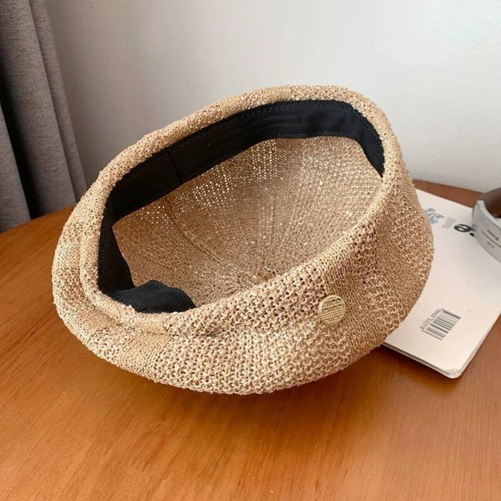 Hollowed Out Weave Hat Paillette Crochet Knitted Cap Elegant Sequin Beret Hat  Women