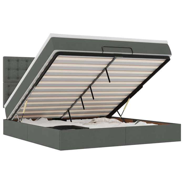 VidaXL Ottoman Bed Frame with Mattress Dark Grey 180x200 Cm Fabric, Bed Frame, Upholstered Bed Frame, Bed Frame 3314191
