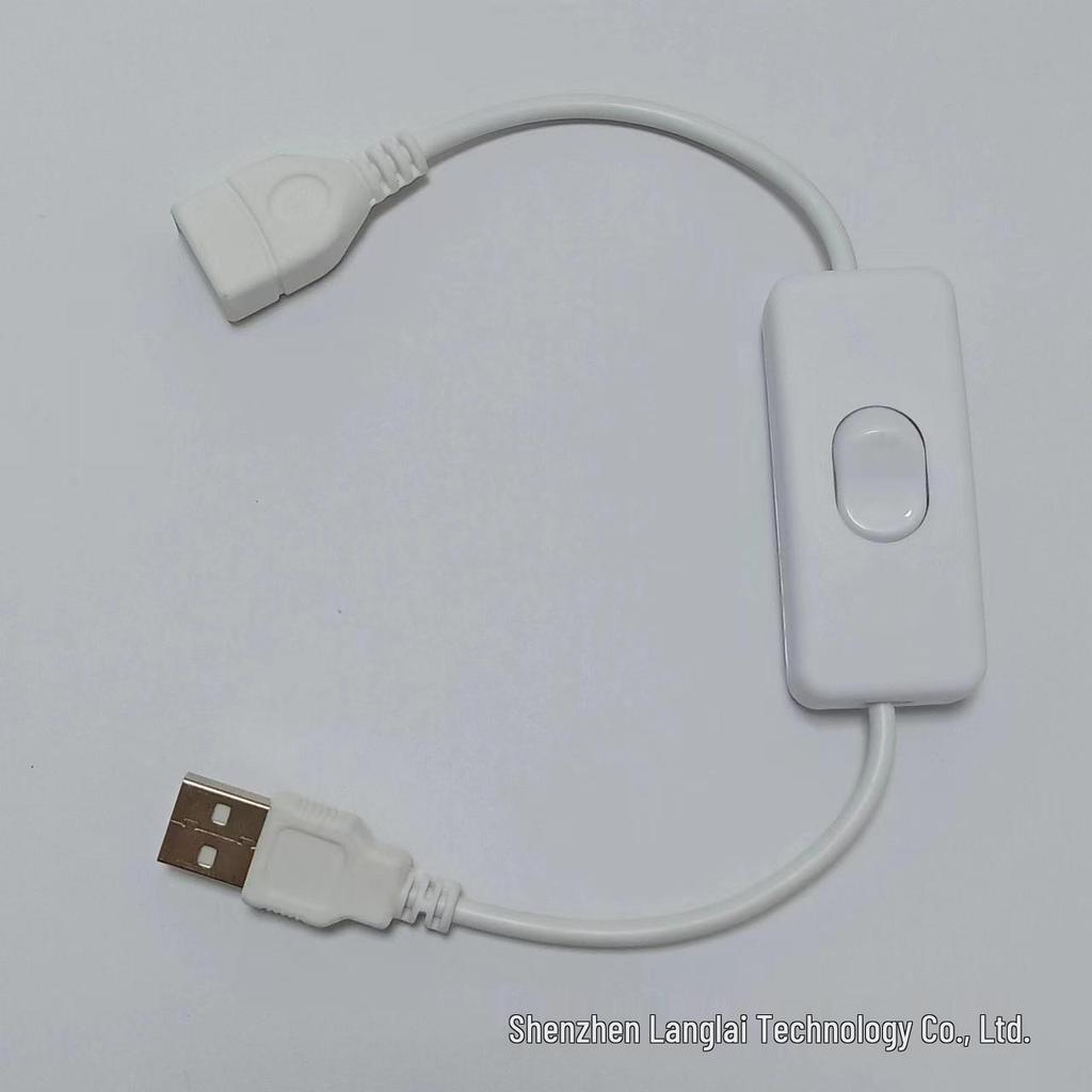 DC5521 USB Power Switch Extension Cord - Black & White