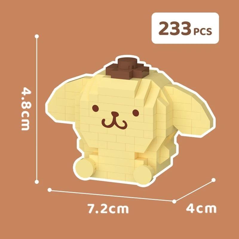 Sanrio Anime  My Melody Cinnamoroll Pompompurin Kuromi Friends Building Blocks Bricks Girl Children Kid Toy Gifts Set