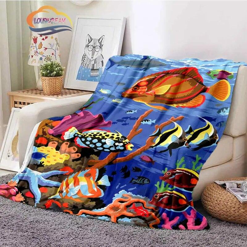 Sea Animal World Series Blanket Cute Oceanic Dolphins Super Soft Delphinids Pattern Sofa Bed Children's