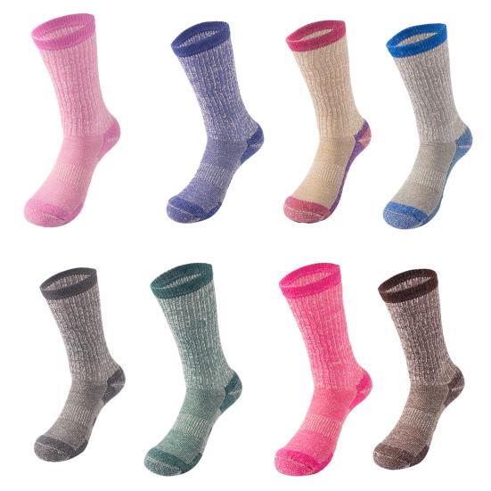1 Pair Women Winter Socks Mid-tube Cotton Socks Elastic Rib Cuffs Socks for Hiking Sports Machine Washable Keep Warm Anti-slip Daily Stockings
