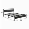 Bed Frame 140x200 cm made of Metal & Wood – Stable Single Bed with Slatted Frame & Storage, Guest Bed/Youth Bed