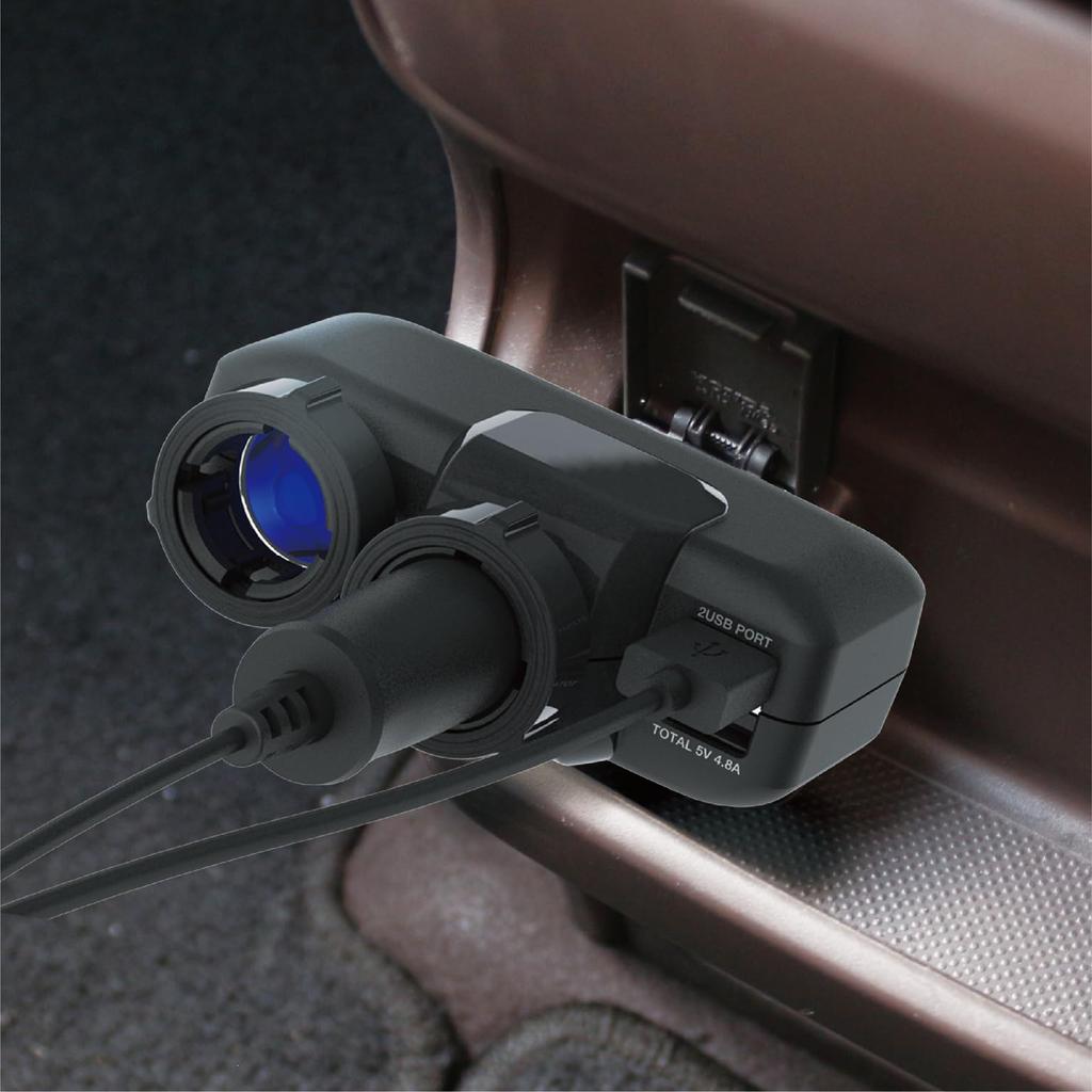 Pellucid PST2053 Car Socket 2 USB 4.8 A Lockable Direct Socket BK
