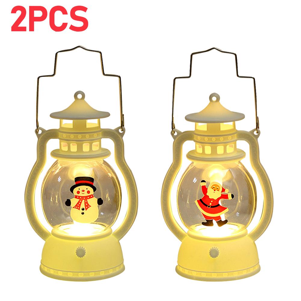 Christmas Portable Lantern Battery Operated Santa Claus Snowman Oil Lamp with Handle Xmas New Year Gifts for Table Decoration